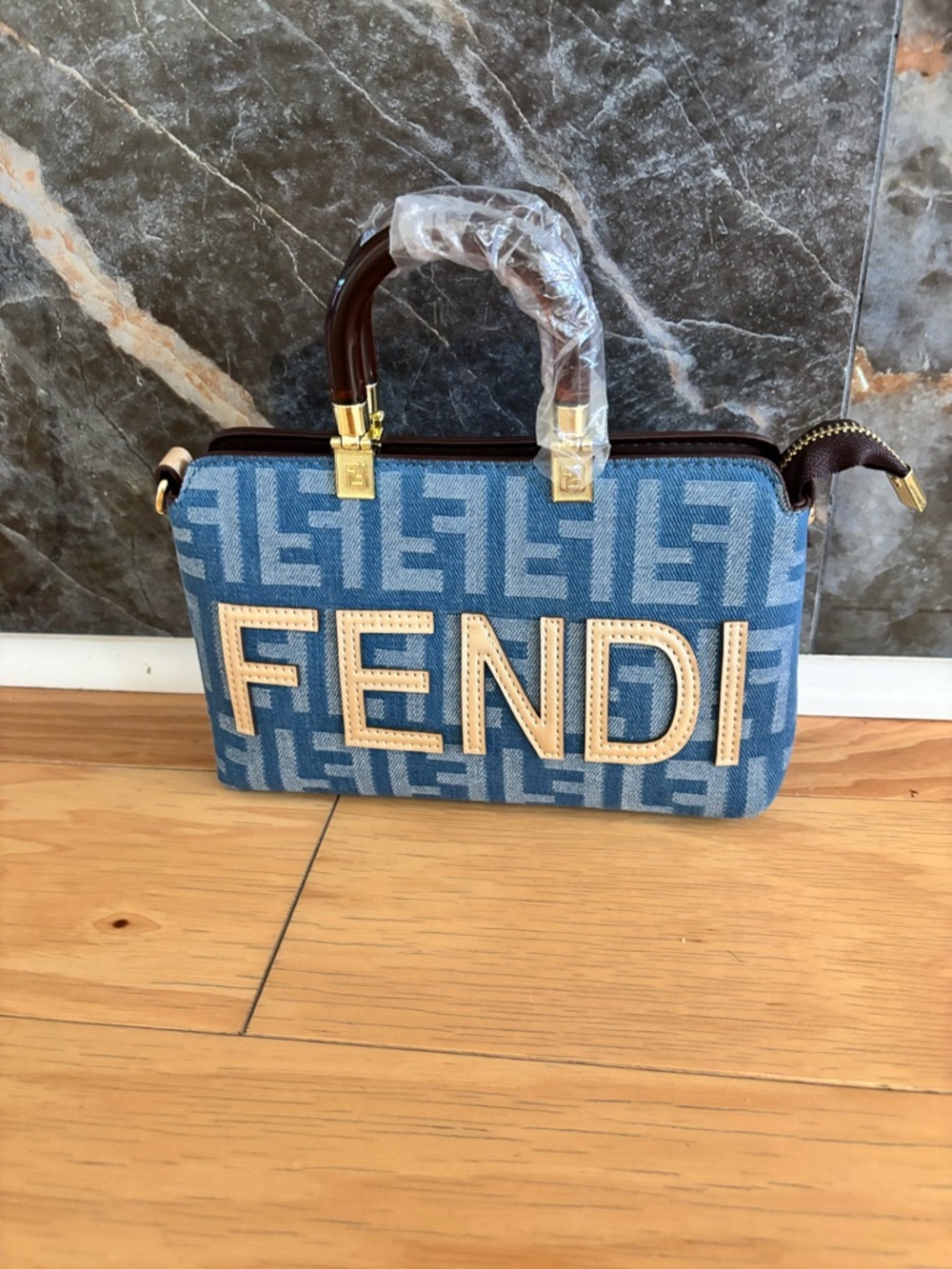 Blue Logo Mini Top-Handle Bag